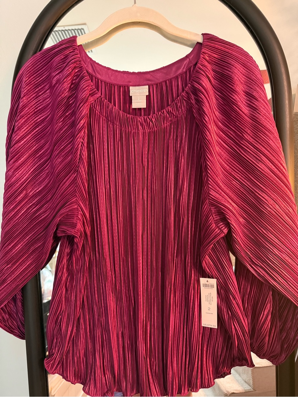 Chico's Pleated Fuchsia-Purple Blouse
